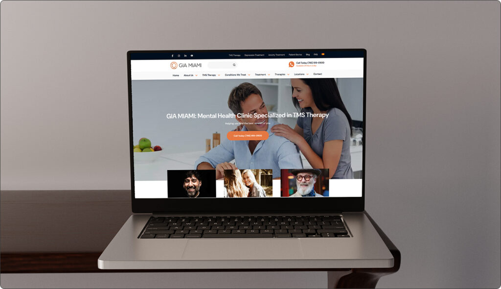 Zdjęcie strony internetowej kliniki psychiatrycznej GIA MIAMI